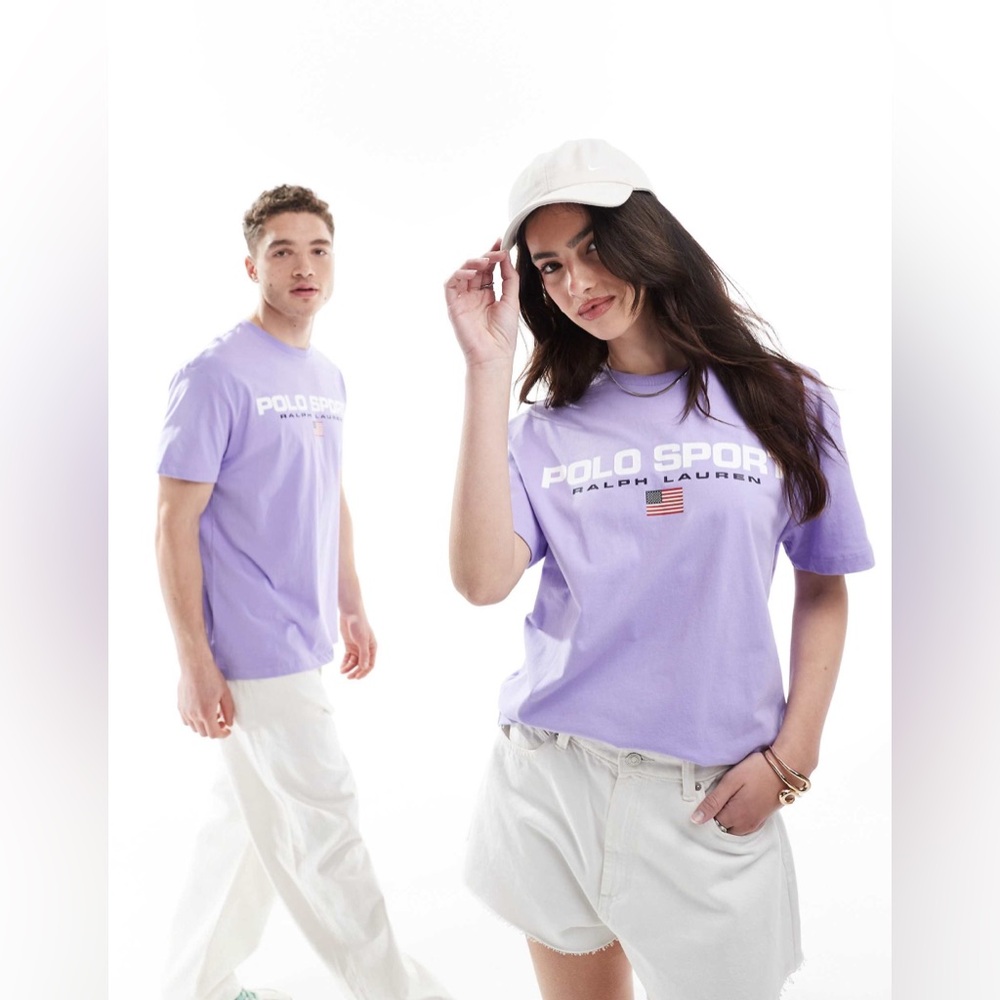 Polo Ralph Lauren Classic Fit Polo Sport Jersey T-Shirt (Sky Lavender/White) Med - Picture 3 of 11